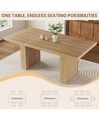 gaomon Dining Table with Storage, Wood Kitchen Table with Thickened Tabletop and Fluted Legs, Dinner Tables for Kitchen Dining Room