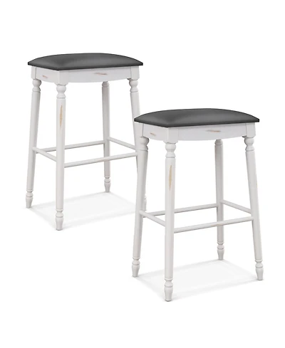 Gymax Set of 2 29-Inch Upholstered Bar Stools with Padded Seat Cushions and Rubberwood Legs