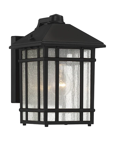 Kathy Ireland Mission Outdoor Wall Light Fixture Dusk to Dawn Frosted Seedy Glass Panels for Exterior House Porch