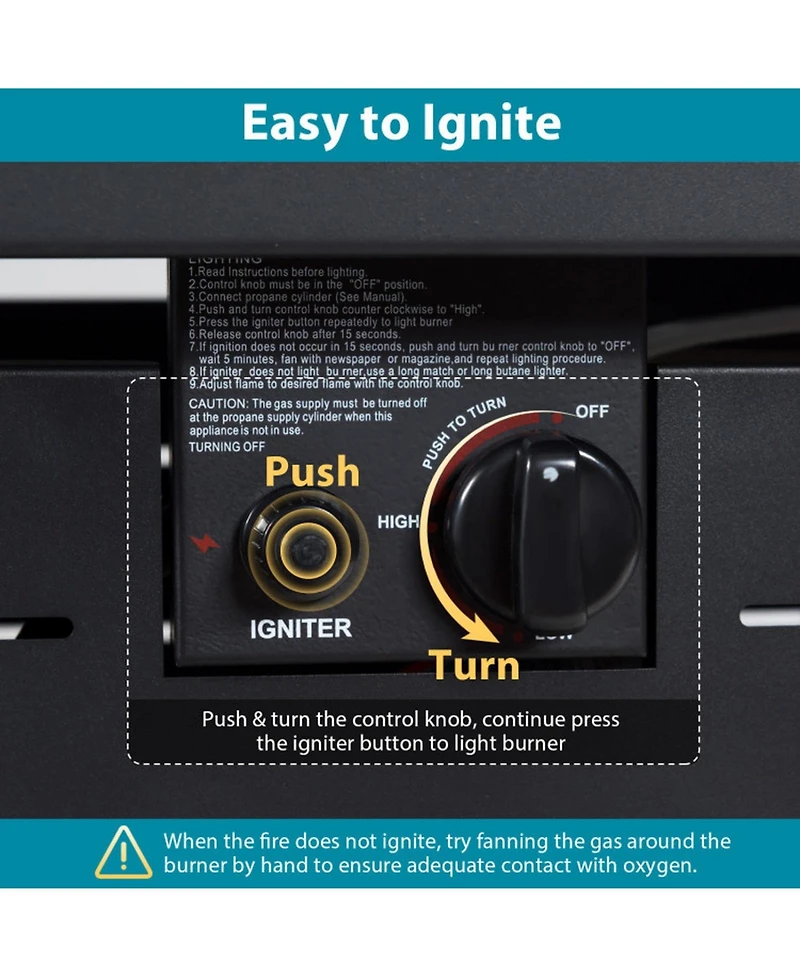 Gouun 5-Piece Rattan Sectional with 60,000 Btu Firepit Coffee Table and Ottoman