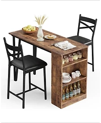 gaomon 2-4 Person Bar Table Set with 16" Wide Cushions and Flip-Top Extension, Sturdy for Dining Area
