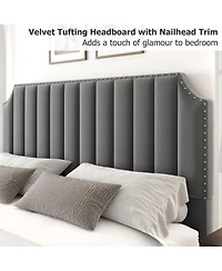 Homfan Upholstered Bed Frame with Headboard and Footboard