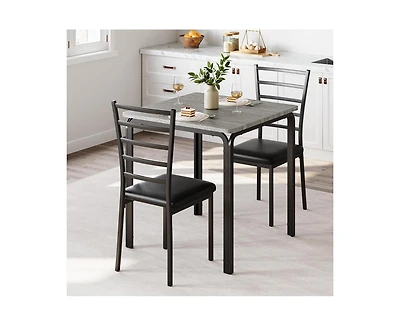 gaomon 3-Piece 2-Person Square Dining Set with Upholstered Chairs