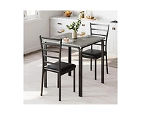 gaomon 3-Piece 2-Person Square Dining Set with Upholstered Chairs