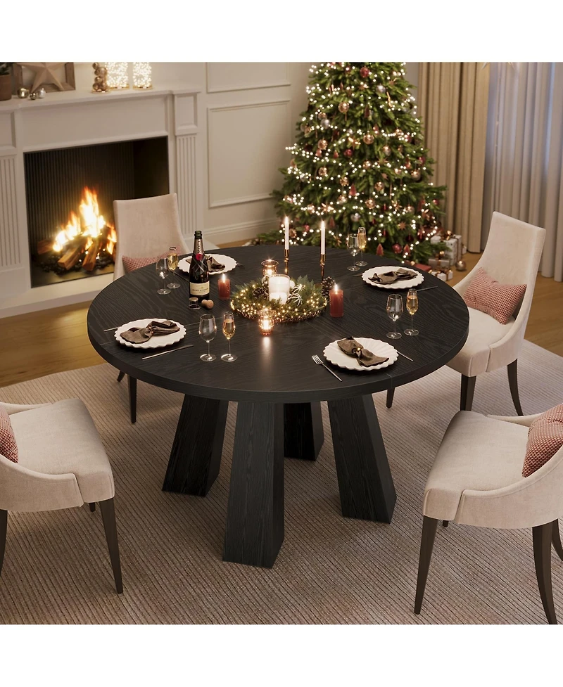 gaomon 4-Person Round Farmhouse Dining Table with Pedestal