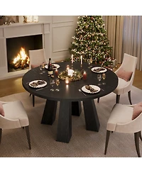 gaomon 4-Person Round Farmhouse Dining Table with Pedestal