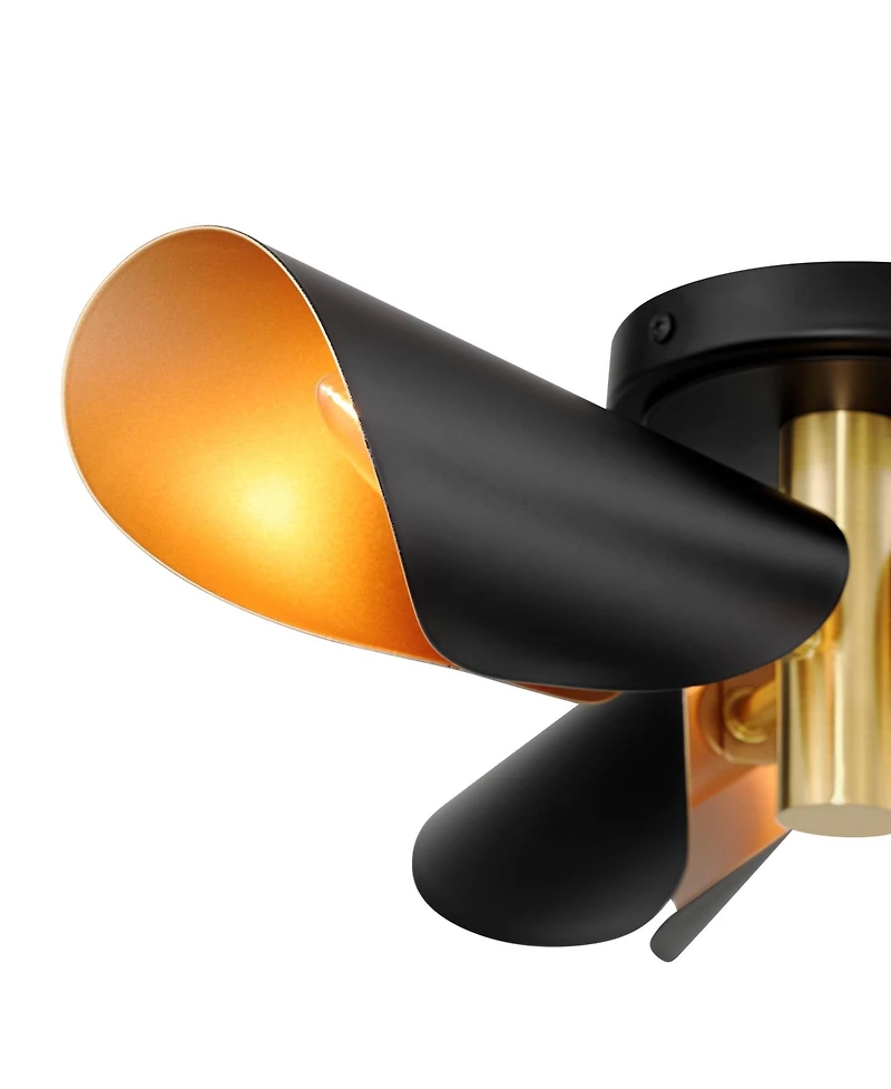 Possini Euro Design Vector Mid Century Modern Semi Flush-Mount Ceiling Light Fixture Kitchen Unique 3-Light Gold Finish