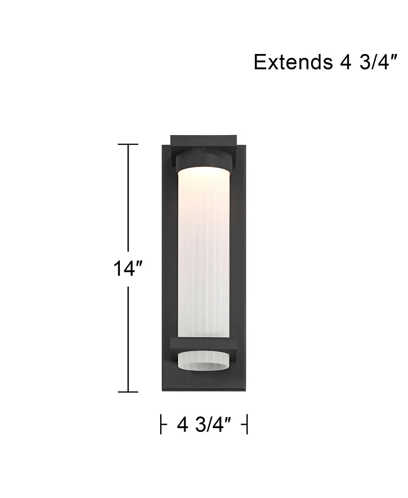 Possini Euro Design Kathleen High Modern Outdoor Wall Light Fixture Mount Porch House Led Bulb Sand Metal Glass Shade