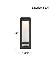 Possini Euro Design Kathleen High Modern Outdoor Wall Light Fixture Mount Porch House Led Bulb Sand Metal Glass Shade