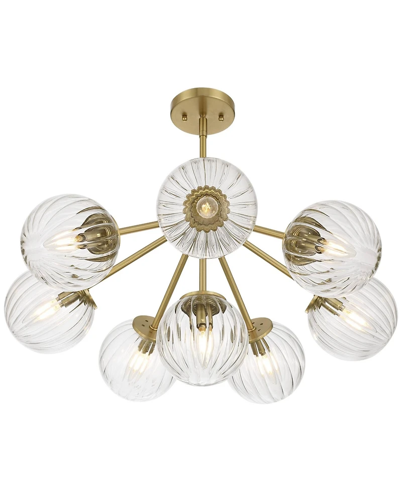 Possini Euro Design Halloran Brass Fluted Glass 8-Light Pendant Light