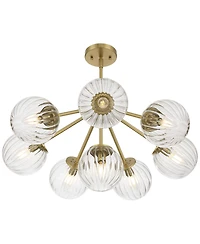 Possini Euro Design Halloran Brass Fluted Glass 8-Light Pendant Light
