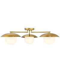 Possini Euro Design Casoria Wide Brass Gold Opal 3-Light Ceiling Light