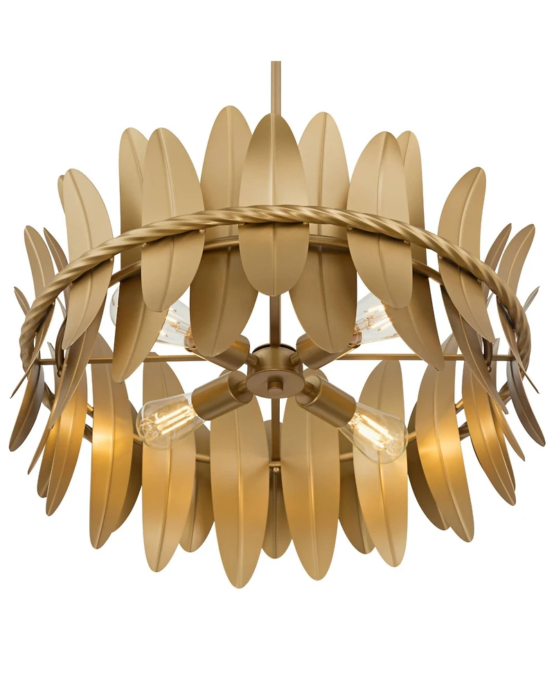 Possini Euro Design Saranda 21 Gold Banana Leaf 4-Light Pendant Light