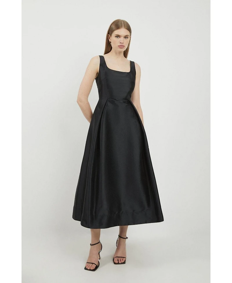 Karen Millen Women's Taffeta Full Skirt Tailored Midi Dress