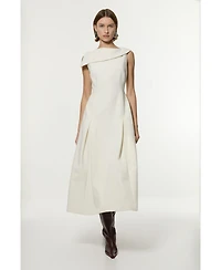 Karen Millen Women's Asymmetric Neck Tailored Dress