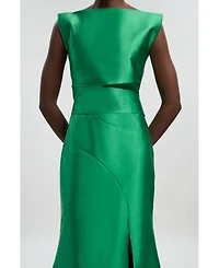 Karen Millen Women's Satin Twill Draped Maxi Dress