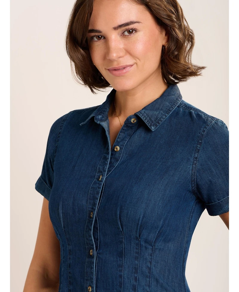Brakeburn Women's Antonia Button Front Denim Dress