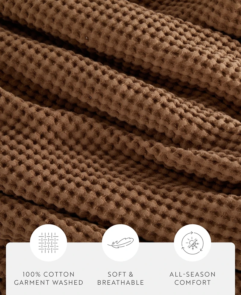 ienjoy Home Waffle Weave Cotton Blanket, Full/Queen