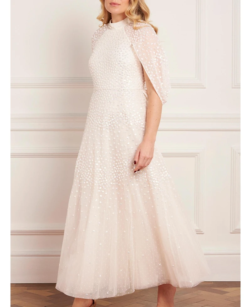 Needle & Thread Women's Scallop Sequin Cape Ankle Gown