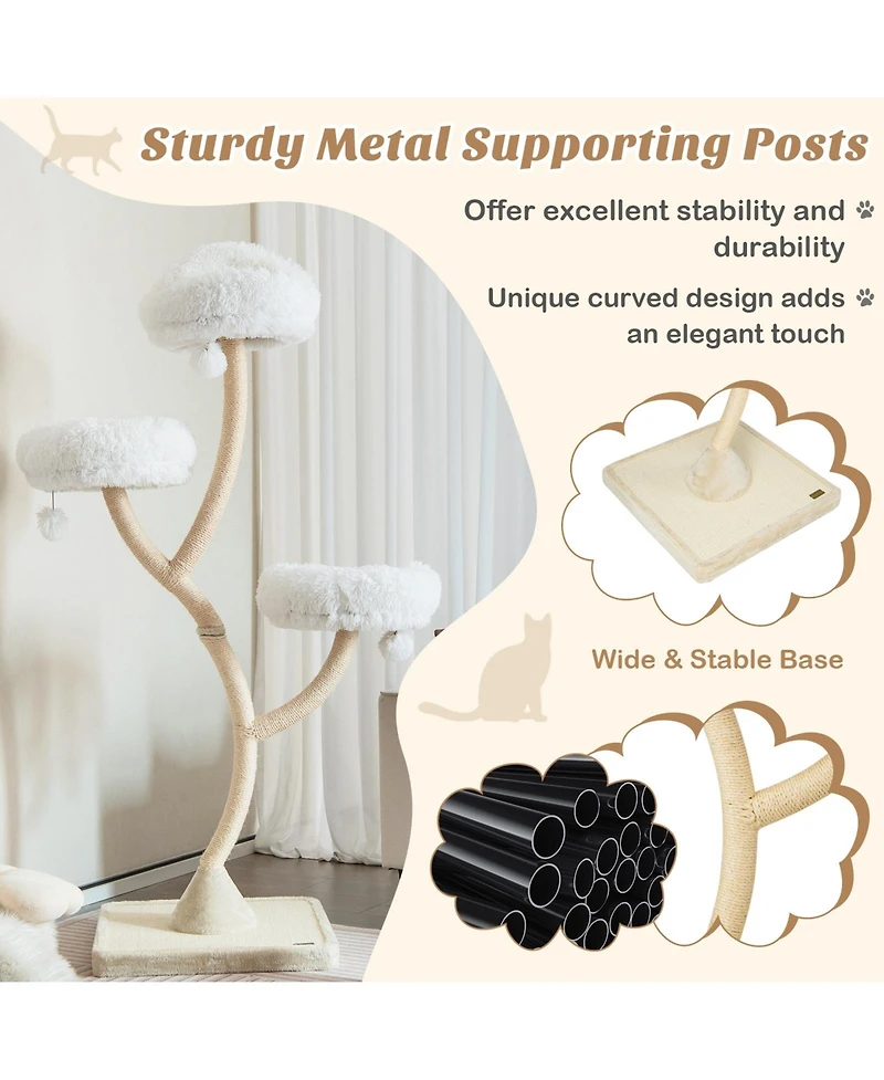 Cozito Cat Tree 70 in 4-Layer Tower with 3 Perches Dangling Balls