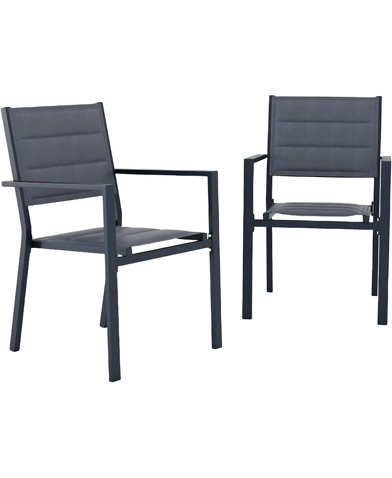 gaomon 2-Piece Stacking Dining Chairs- Lightweight Aluminum Textile Fabric for Patio Deck Bistro