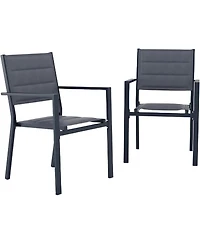 gaomon 2-Piece Stacking Dining Chairs- Lightweight Aluminum Textile Fabric for Patio Deck Bistro