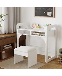 gaomon Desk and Chair Set- Wooden Writing Table with Storage Drawers and Pen Holder- Study Desk for Kids