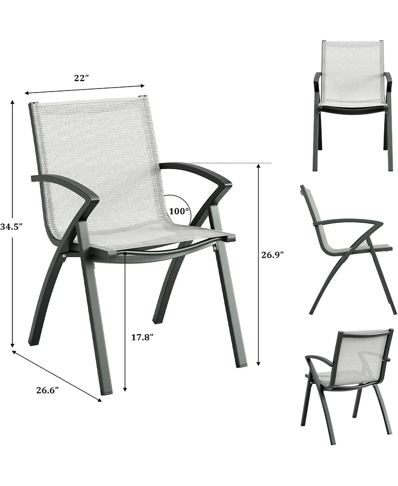 gaomon Modern Aluminum Outdoor Dining Chair- Quick-Dry Textilene- Ergonomic for Patio Poolside Restaurant