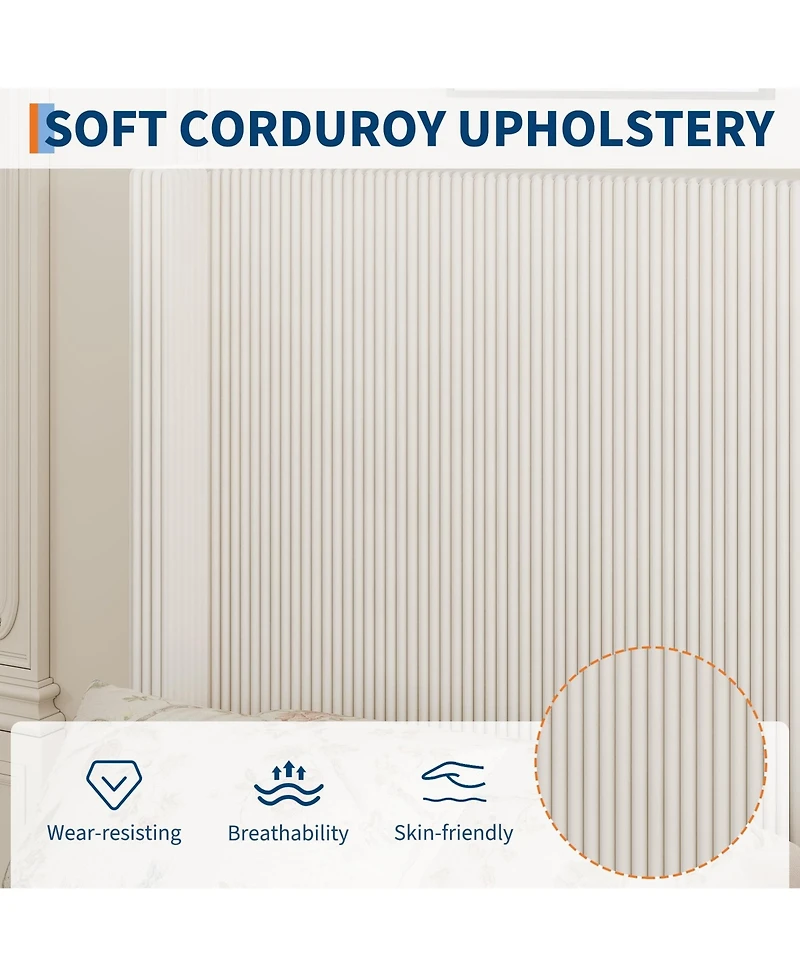 Homfan Upholstered Platform Bed Frame with Storage Drawers