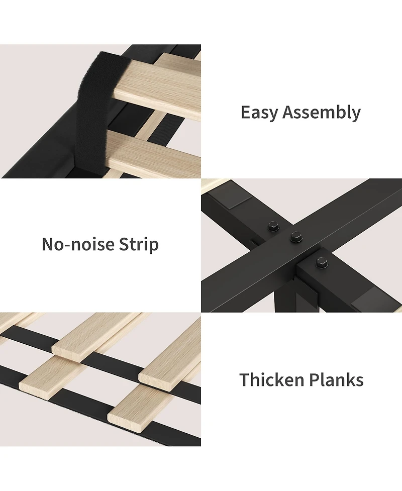 homfan Upholstered Platform Bed Frame with Adjustable Height Vertical Channel Tufted Headboard, Sturdy Wooden Slats, Noise-Free