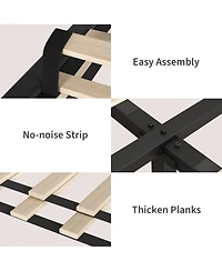 homfan Upholstered Platform Bed Frame with Adjustable Height Vertical Channel Tufted Headboard, Sturdy Wooden Slats, Noise-Free