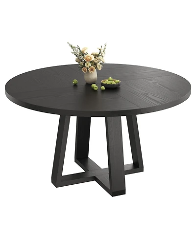 gaomon 4-6 Person Round Farmhouse Dining Table with Pedestal