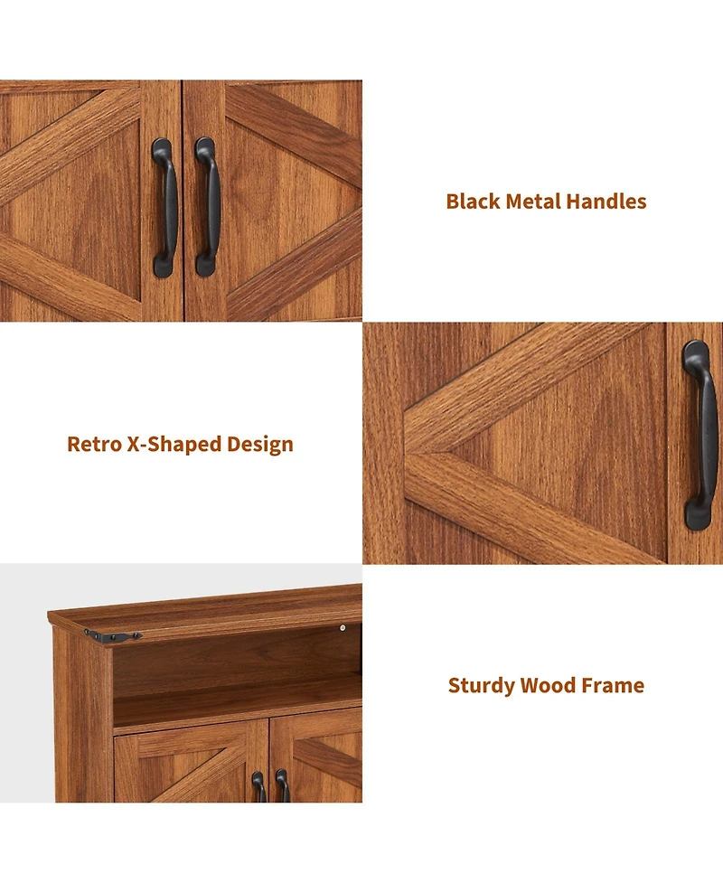 Homfan Farmhouse Wall Cabinet with Barn Doors and Adjustable Shelf, 25 Wide Bathroom Storage Organizer for Bath, Laundry Entryway