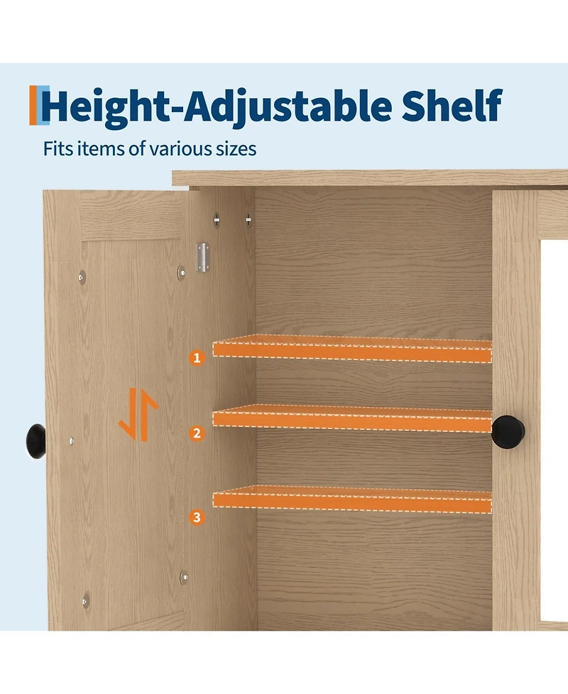 Homfan Mirrored Bathroom Wall Cabinet with Adjustable Shelf, 22.2 x 5.1 23 Over Toilet Storage Organizer for Spaces