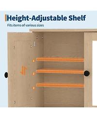 Homfan Mirrored Bathroom Wall Cabinet with Adjustable Shelf, 22.2 x 5.1 23 Over Toilet Storage Organizer for Spaces