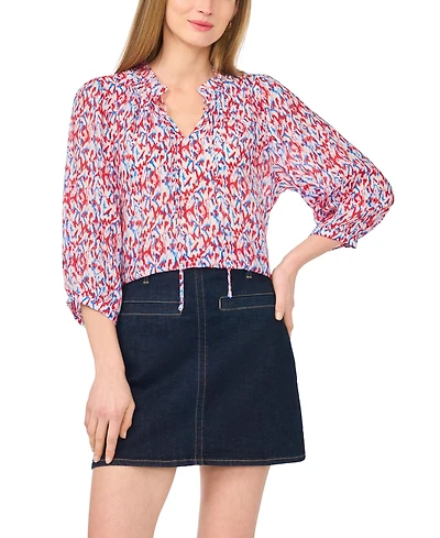 Vince Camuto Women's Printed Split V-Neck Blouse