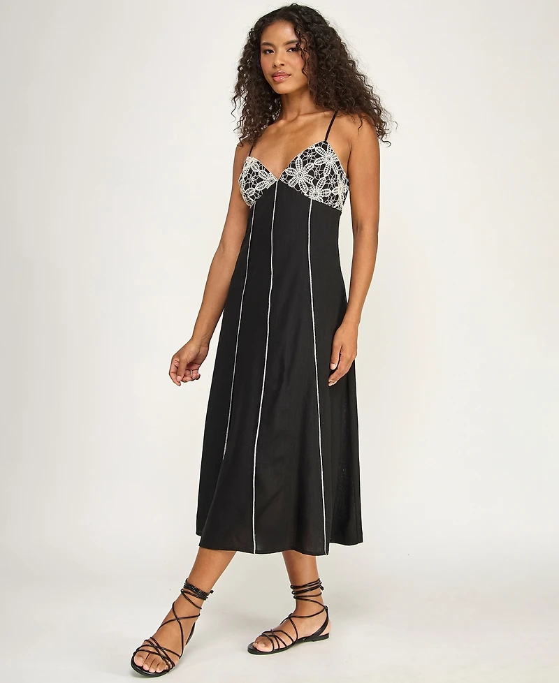 Seni & Cade Juniors' Crochet Trim Midi Dress