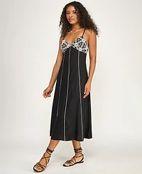 Seni & Cade Juniors' Crochet Trim Midi Dress