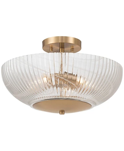 Possini Euro Design Molini Wide Warm Brass Bowl 3-Light Ceiling Light