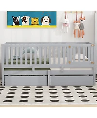 Streamdale Furniture Twin Wood Daybed w/ Drawers and Fence Rails