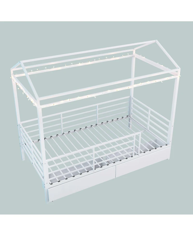 Streamdale Furniture Kids House Floor Bed Frame with Roof