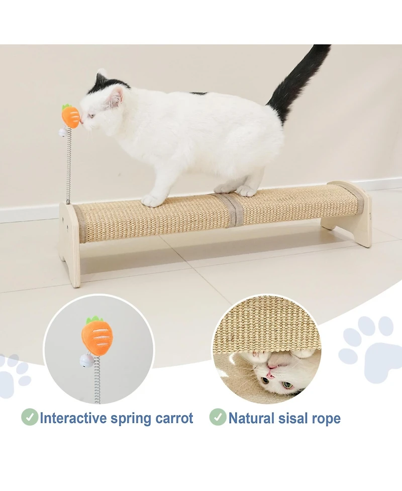 Aronkl 30" Horizontal Sisal Cat Scratcher Durable Furniture Protector with Spring