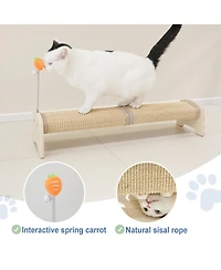 Aronkl 30" Horizontal Sisal Cat Scratcher Durable Furniture Protector with Spring