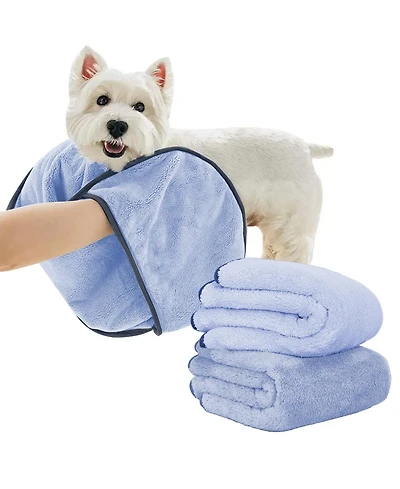 Aronkl 2 Piece Pet Bathing Kit with Washing Gloves and Quick Drying Towel