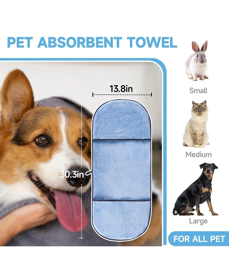 Aronkl 2 Piece Pet Bathing Kit with Washing Gloves and Quick Drying Towel