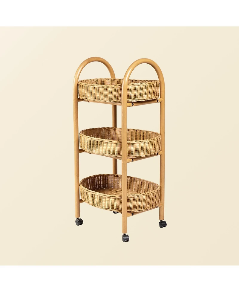 Con Handcrafted Rattan Craft Utility Cart Trolley