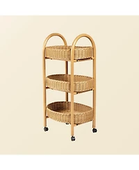 Con Handcrafted Rattan Craft Utility Cart Trolley