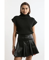 Karen Millen Women's Faux Leather Flippy Mini Skirt
