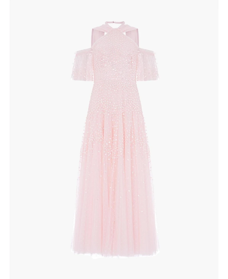 Needle & Thread Women's Scallop Sequin Halter-Neck Ankle Gown