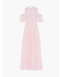 Needle & Thread Women's Scallop Sequin Halter-Neck Ankle Gown